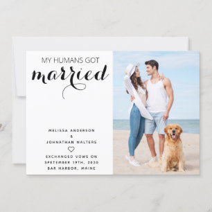 Tillkännagivande om modern foto Hund Bröllop Elope Spara Datumet