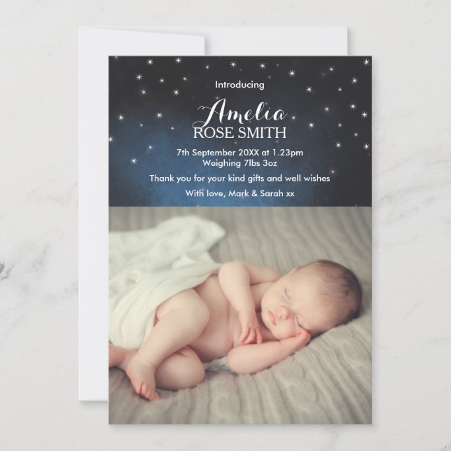 Tillkännagivande/tackkort för flicka meddelande (Framsida)