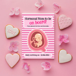 Tillkännagivandekort för Rosa Rand Gravid Inbjudningar