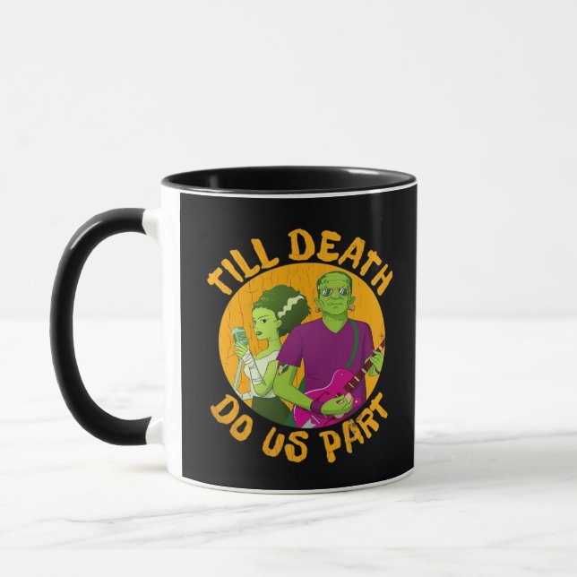 Tills döden gör oss delaktiga! Funny Halloween-des Mugg (Vänster)