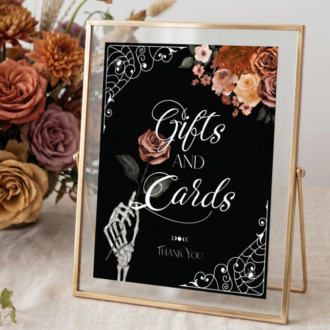 Tills döden Höst Blommig Gotisk presenter & kortsk Poster (Til Death Watercolor Skeleton Rose Gifts & Cards Poster)
