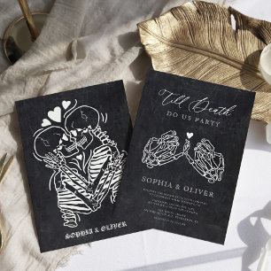 Tills döden skiljer oss åt Black Tarot Goth Bröllo Inbjudningar