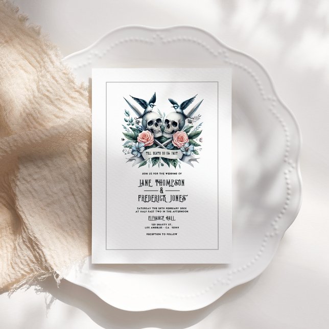 "Tills döden skiljer oss åt" Bröllop Inbjudningar ("Till Death Do Us Part" Wedding Invitation)