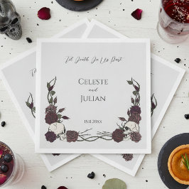 Tills döden skiljer oss åt Gotisk dödskalle & ros  Pappersservett