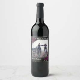 Tills döden skiljer oss åt gotisk ros spara datum vinflaska etikett