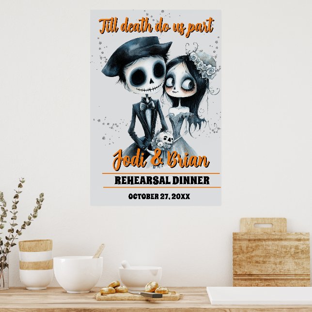Tills döden skiljer oss åt Halloween bröllop Välko Poster (Kök)