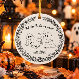 Tills döden skiljer oss åt Halloween-spökpar Julgransprydnad Keramik