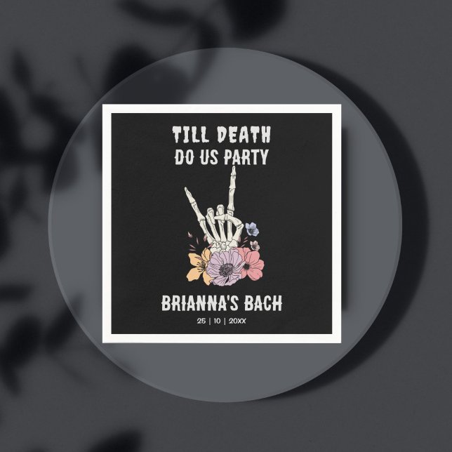 Tills döden skiljer oss åt möhippan pappersservett (Till death do us party bachelorette party monogram personalized printed napkins template table decor)