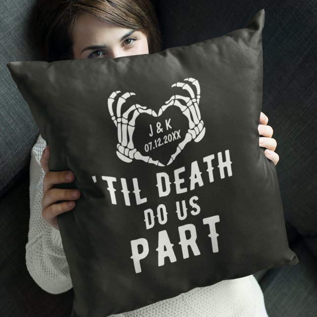 Tills döden skiljer oss åt Nygifta Initialer Bröll Kudde (Til Death Do Us Part Newlyweds Initials Wedding Throw Pillow
)