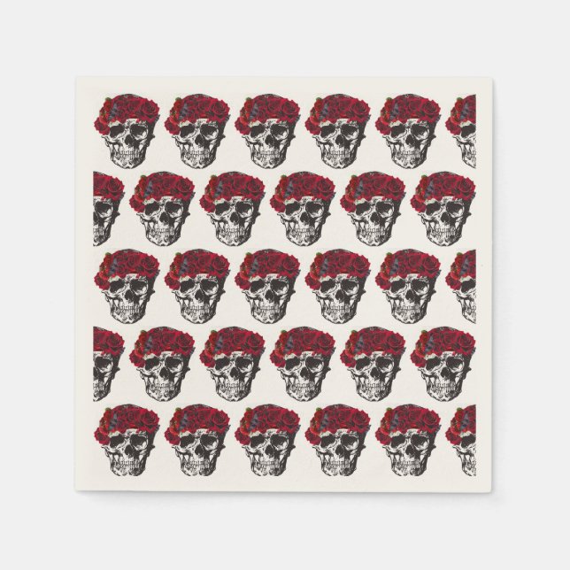 Tills döden skiljer oss åt röd ros bröllopstårta pappersservett (Framsidan)