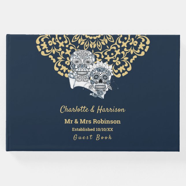 Tills döden skiljer oss åt Socker Skallar Bröllop Gästböcker (Framsida)