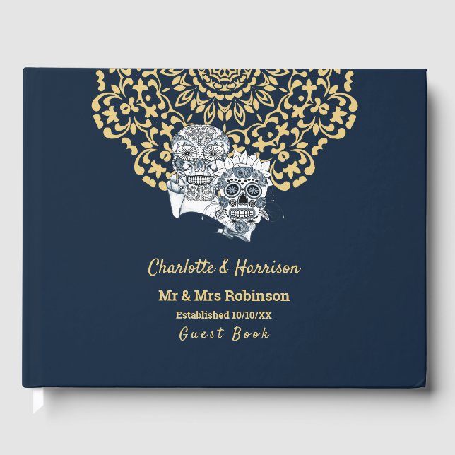 Tills döden skiljer oss åt Socker Skallar Bröllop Gästböcker (Framsida)