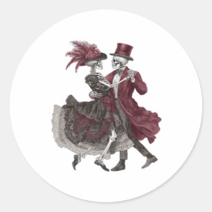Tills döden skiljer oss åt – viktorianskt skelettp runt klistermärke