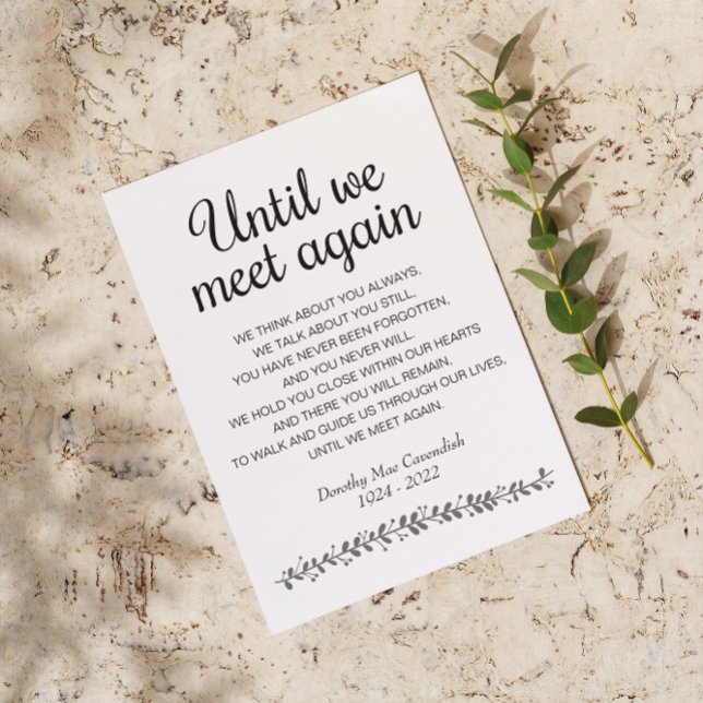Tills vi möts igen Begravningsdikt Minneskort Vykort (Skapare uppladdad)
