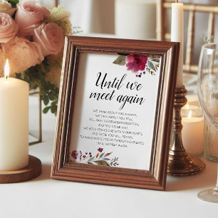 Tills vi möts igen Burgunder röd blomsterbröllop Poster