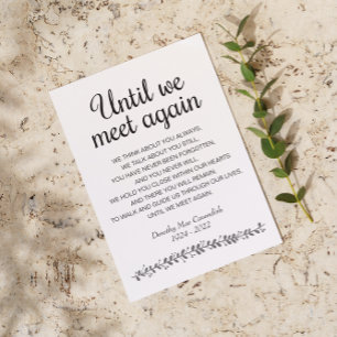 Tills vi ses igen, begravningsminnesmärket Dikt Vykort