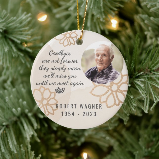 Tills vi ses igen, fotografiska prydnadsföremål julgransprydnad keramik (Träd)