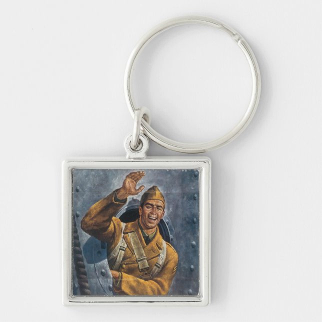 Tills vi träffas igen fyrkantig silverfärgad nyckelring (Framsidan)