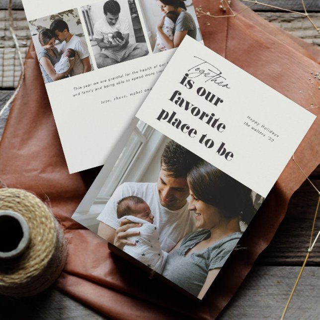 Tillsammans är vår favoritplats 4 Foto Julkort (Simple together is our favorite place 4 photo christmas holiday cards.)