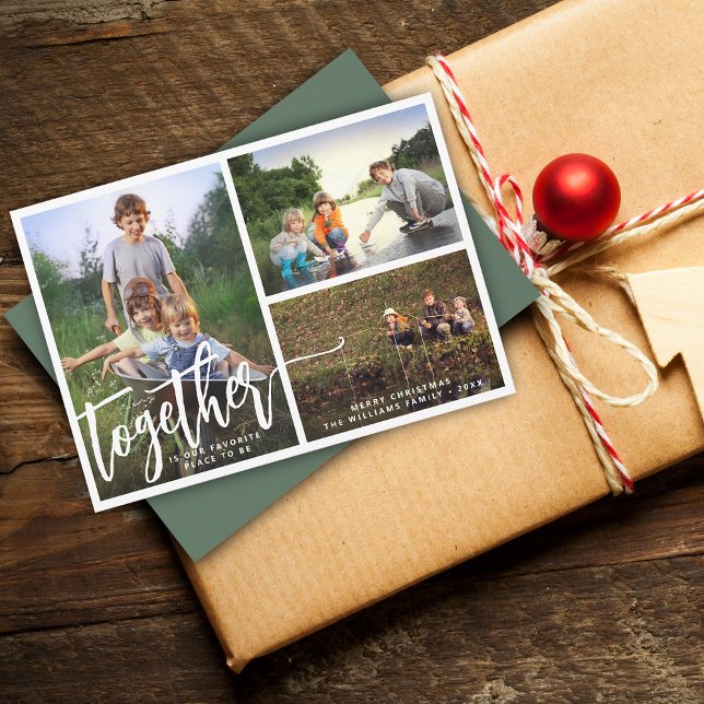 Tillsammans är vi bättre Tre foton Julkort (Better Together Three Photos Holiday Card)
