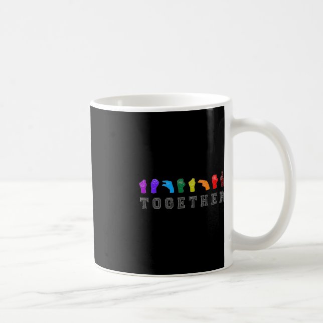 Tillsammans ASL-teckenspråkshandskyltar HGBT Aware Kaffemugg (Höger)