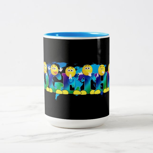 Tillsammans Emoji Två-Tonad Mugg (Center)