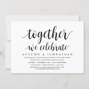 Tillsammans firar vi Bröllop Elopement Party Inbjudningar