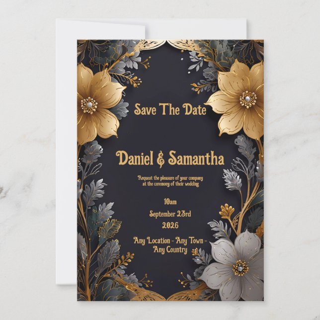 Tillsammans för alltid: A Firande i Golden Kärlek Inbjudningar (Framsida)