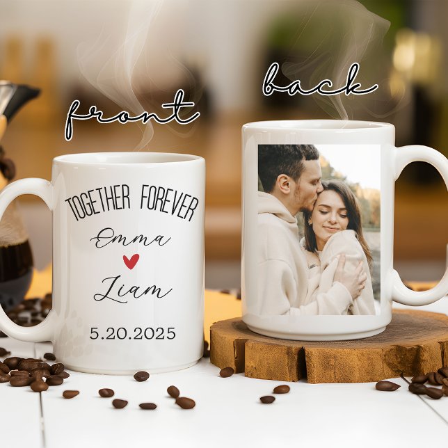 Tillsammans för Anpassningsbar Mugg, Bröllop Gift  Kaffemugg (personalized wedding gift, custom photo mug, valentines day gift, couple gift idea, girlfriend gift)