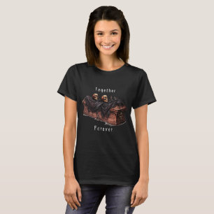 Tillsammans för evigt Döskallar och svart kista Ha T Shirt