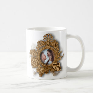 "Tillsammans för evigt" Vintage förgylld guld foto Kaffemugg
