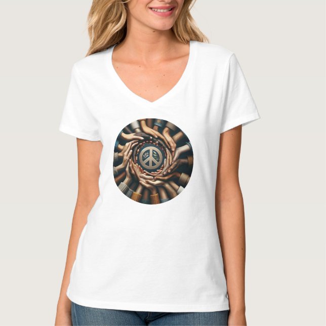 Tillsammans för fred - många händer t shirt (Framsida)