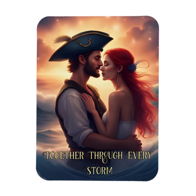Tillsammans genom varje storm Romantic Pirat Magnet (Vertikal)