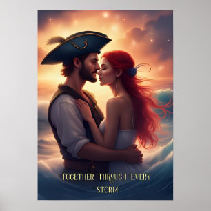 Tillsammans genom varje storm Romantic Pirat Poster