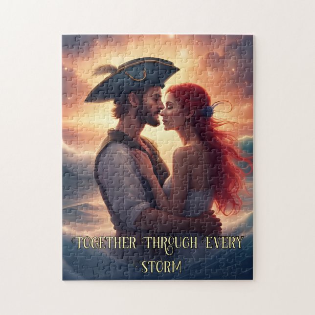 Tillsammans genom varje storm Romantic Pirat Pussel (Vertikal)