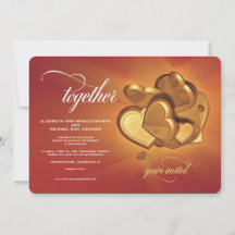 Tillsammans Golden Hearts bröllop - inbjudan (V4)