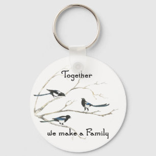 Tillsammans gör vi en familjefakett Magpie Bird Nyckelring