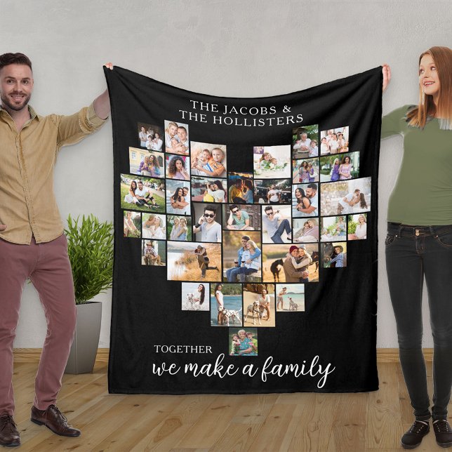 Tillsammans gör vi en Hjärtformade familjesammanst Fleecefilt (Skapare uppladdad)