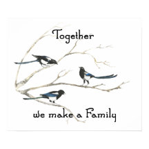 Tillsammans gör vi Familj Magpie Bird Quote