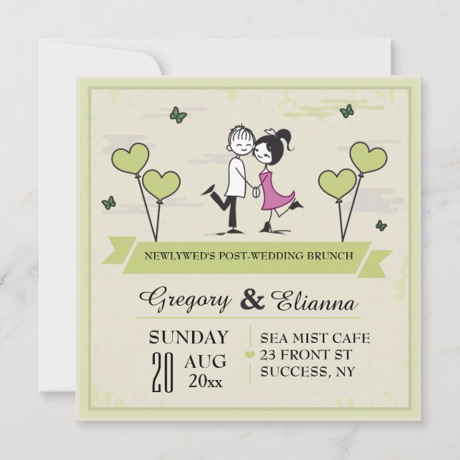 Tillsammans (Grönt) efter Bröllop Brunch-inbjudan Inbjudningar (Framsida)