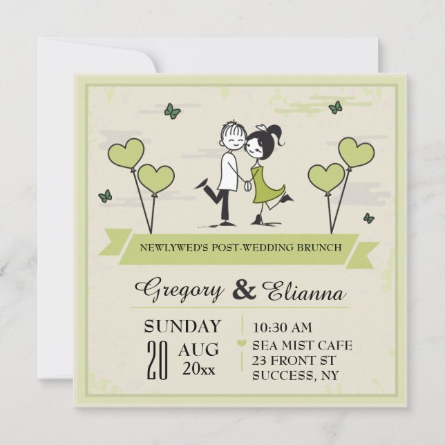 Tillsammans (Grönt) efter Bröllop Brunch-inbjudan Inbjudningar (Framsida)