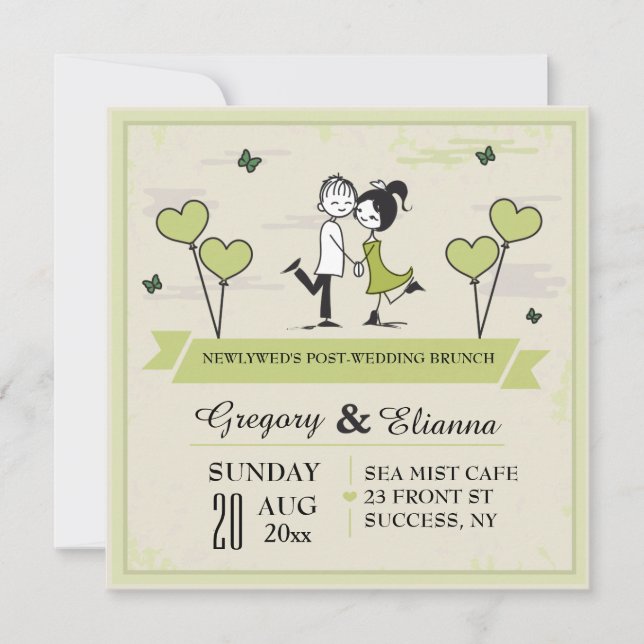Tillsammans (Grönt) efter Bröllop Brunch-inbjudan Inbjudningar (Framsida)