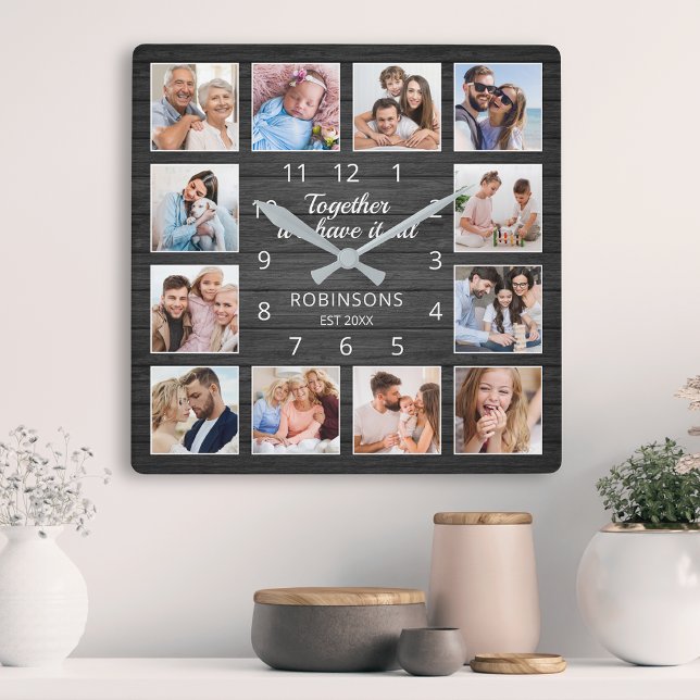 Tillsammans har vi det hela fotosvart för offertfa fyrkantig klocka (Skapare uppladdad)