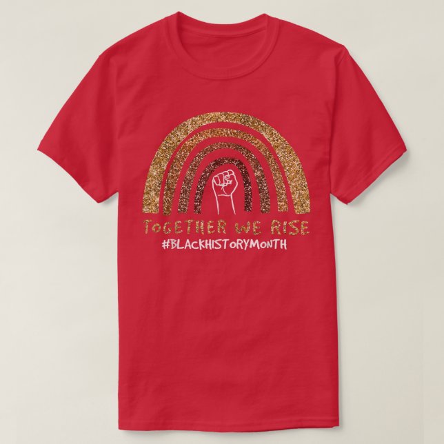 Tillsammans har vi Stiga upp den svarta historikmå T Shirt (Design framsida)