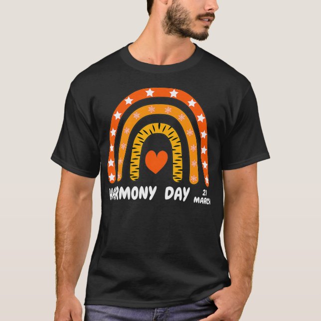Tillsammans Harmony Day 21 mars Regnbåge Orange Ki T Shirt (Framsida)