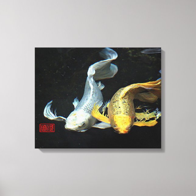 ©Tillsammans i Kärlek/Guld och Silver Koi Fish Canvastryck (Framsida)