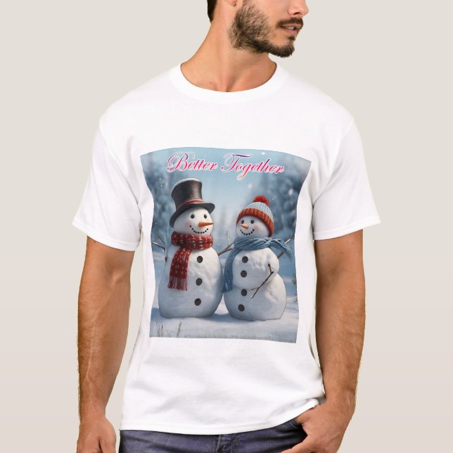 Tillsammans i Snö: Par jul T Shirt (Framsida)