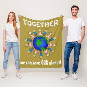Tillsammans kan vi spara vår planets klumpmeddela fleecefilt