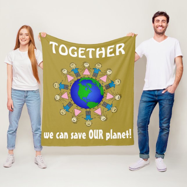 Tillsammans kan vi spara vår planets klumpmeddelan fleecefilt (På plats)