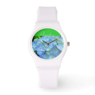 Tillsammans Modeklockor Gröna Blå Hydrangeor Armbandsur